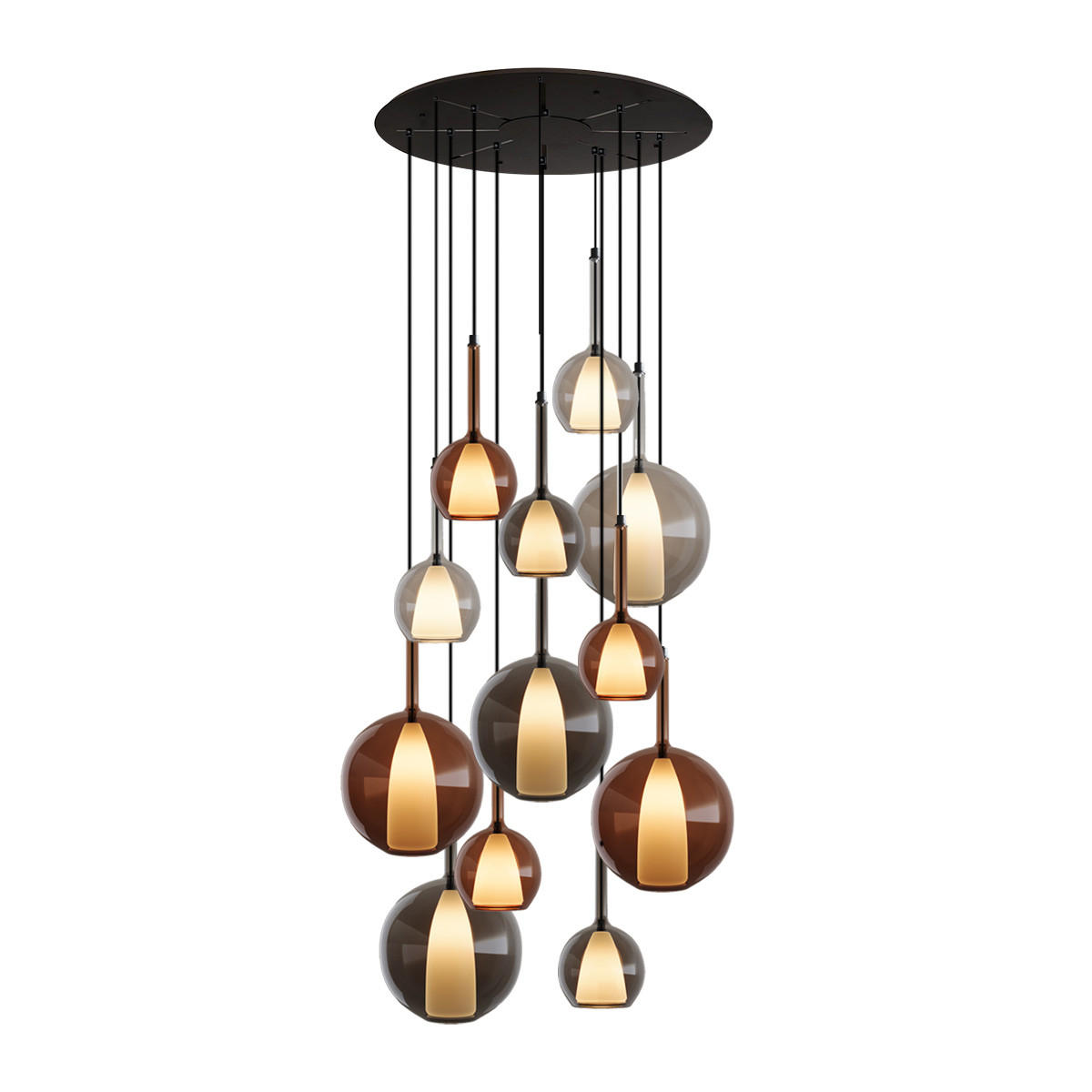 GALERIELEUCHTE Belluna 12-flammig Mehrfarbig Ø 14/24cm - Multicolor, Glas (24/24/45cm) - s.luce