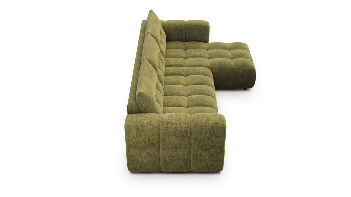 ECKSOFA CLOUDI 4-Sitzer rechts, olivgrün - Schwarz/Olivgrün, Holz/Textil (294/160cm) - Courtois Laville