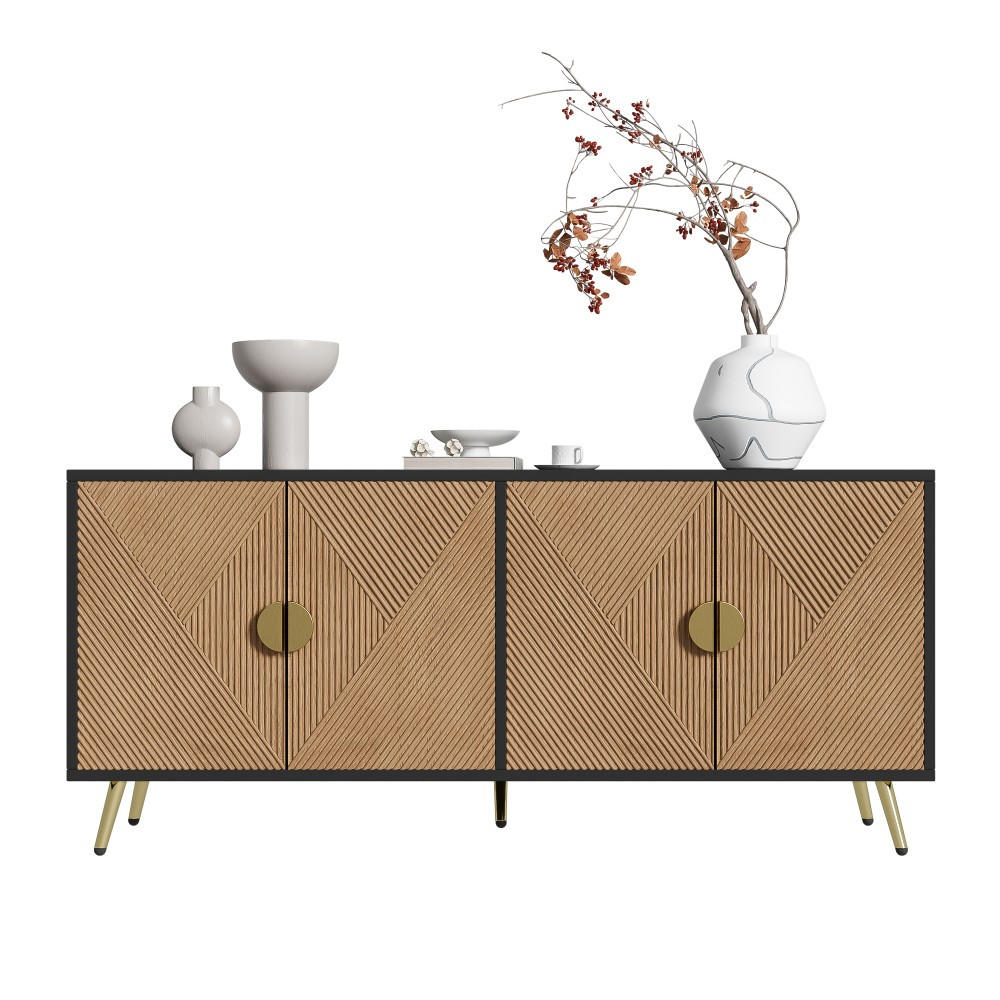 SIDEBOARD160/40/75CM mit Vier Türen - Schwarz, Holz (40/75/160cm) - KOMHTOM