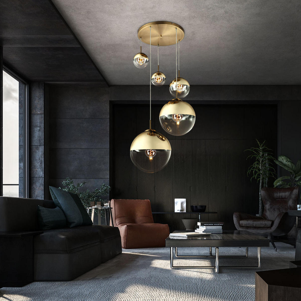 LED HÄNGELEUCHTE Glas Gold - Goldfarben, Glas (65/65/150cm) - Globo Lighting