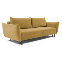 SOFA ADEL - Schlaffunktion Und Bettkasten, Wellenfederung, PUR-Schaum, Schwarze Metallfüße lose Rückenkissen, freistehend, 240x108x75 cm Gold - Goldfarben, Holz/Textil (240/75/108cm) - DomoHome