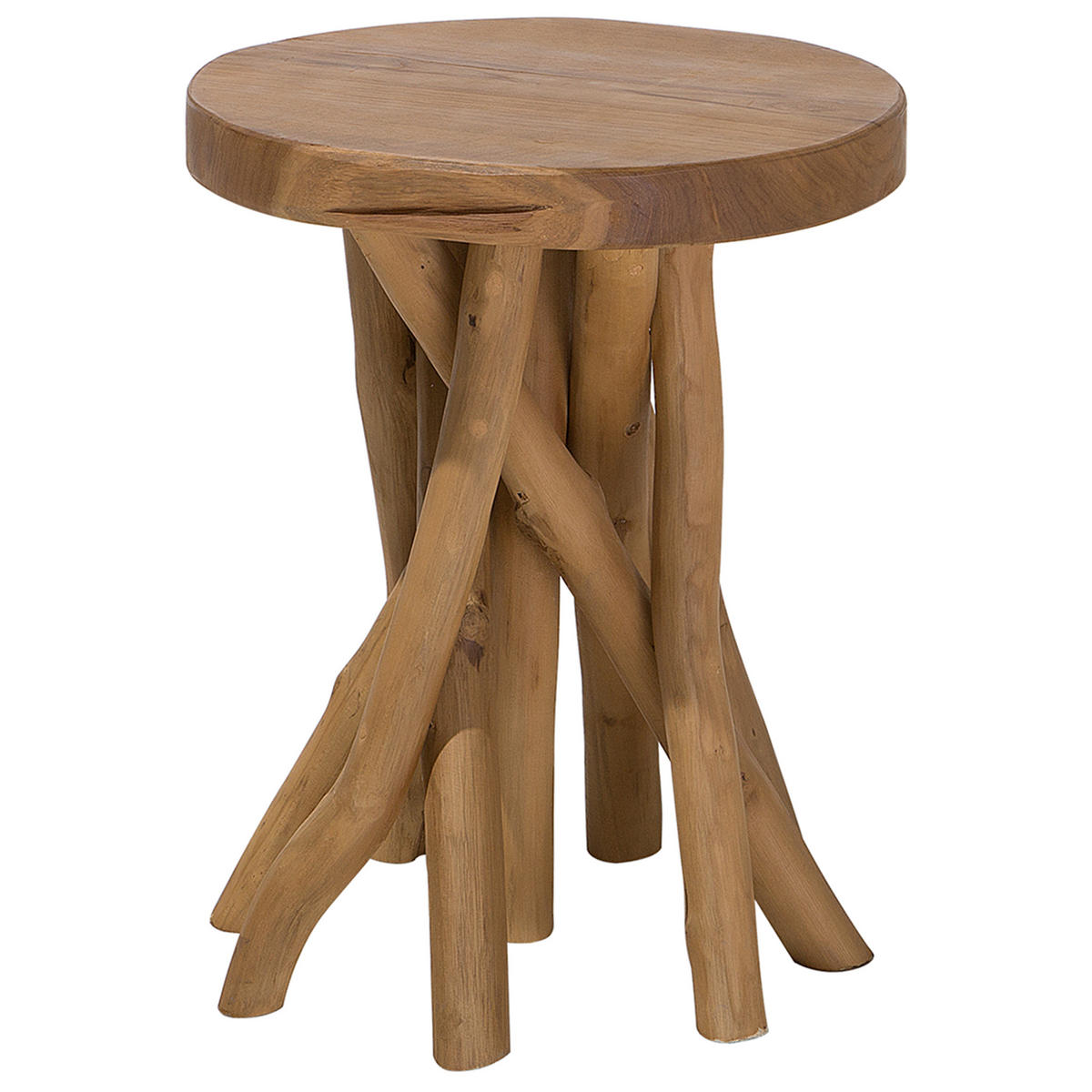 BEISTELLTISCH Teakholz braun rund Merritt - Hellbraun/Dunkelbraun, Holz (33/36/45cm) - Beliani