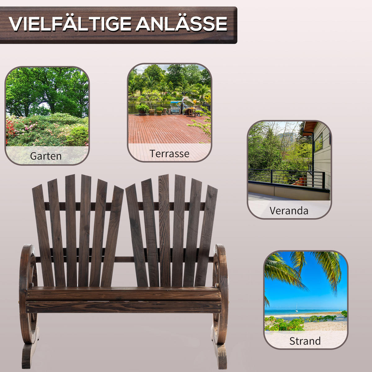 GARTENBANK mit Armlehne Sitzbank Gartenmöbel Massivholz Dunkelbraun - Dunkelbraun, Holz (66/95/108cm) - Outsunny