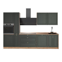 KÜCHENZEILE Fame-Line, Grün-Gold Landhaus/Goldkraft Eiche, 310 cm, AP Eiche - Honigeiche/Grün, Holzwerkstoff (310/206.8/60cm) - Vicco