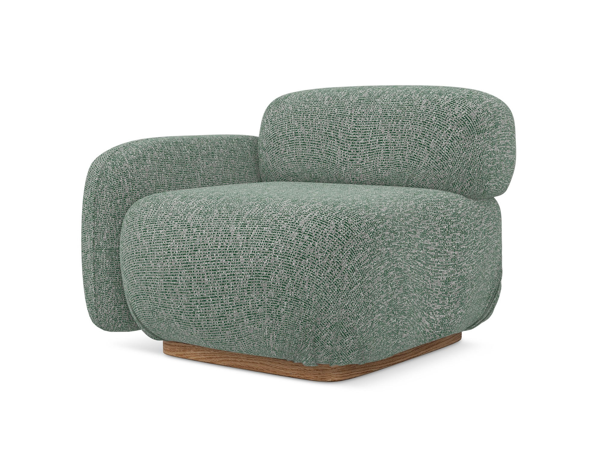 SOFAELEMENT Links Strukturstoff Stoff Grün - Braun/Hellgrün, Holz/Textil (95/73/95cm) - Makamii