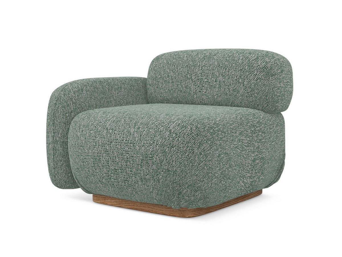 SOFAELEMENT Links Strukturstoff Stoff Grün - Braun/Hellgrün, Holz/Textil (95/73/95cm) - Makamii