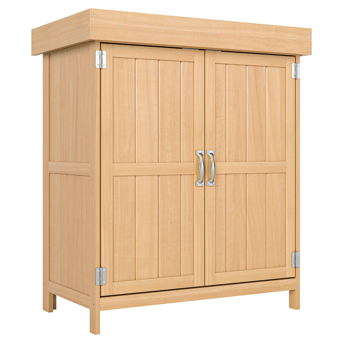 GARTENSCHRANK Geräteschuppen mit Doppeltür, 2 Fächern, wetterfest, Tannenholz, Natur - Fichtefarben, Holz (43/88/74cm) - Outsunny