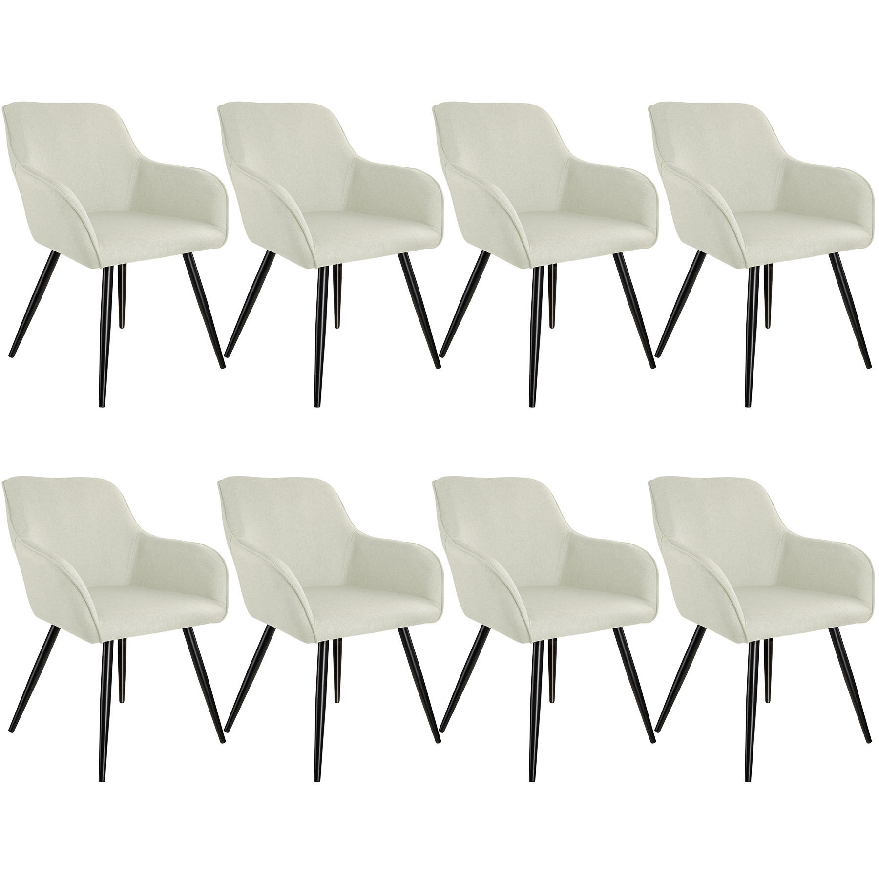ESSZIMMERSTUHL 8er Set Marilyn 58 x 62 x 82 cm crème/schwarz - Creme/Schwarz, Textil (58/82/62cm) - tectake