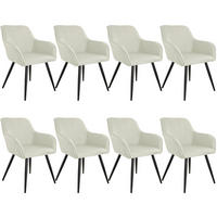ESSZIMMERSTUHL 8er Set Marilyn 58 x 62 x 82 cm crème/schwarz - Creme/Schwarz, Textil (58/82/62cm) - tectake