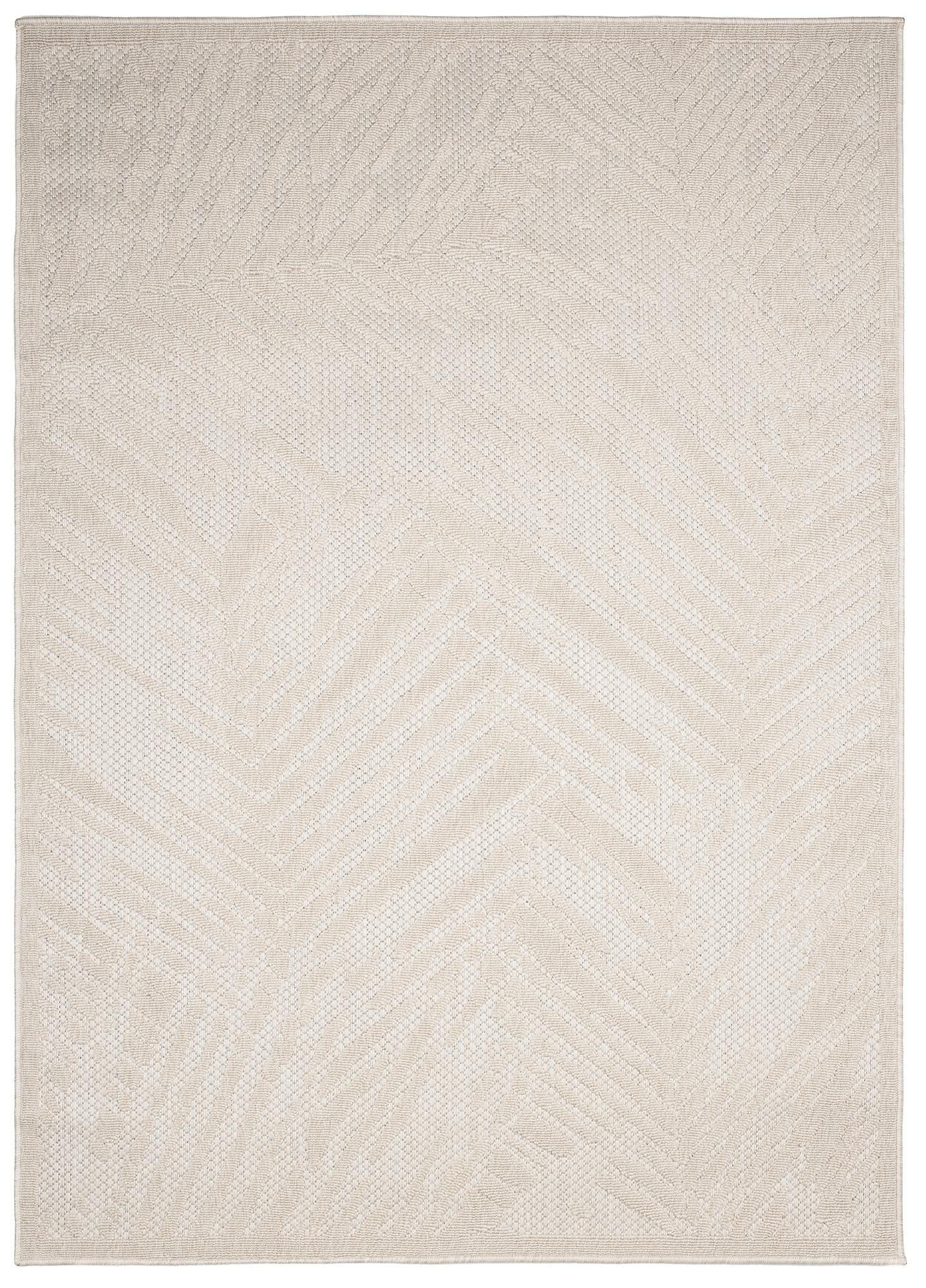 TEPPICH Beige In-Outdoor - Kurzflor Rechteckig, Motiv Pflanzen, Blätter, Blumen - 140 x 200 cm - Ecru/Creme, Textil (140/200cm) - Mazovia