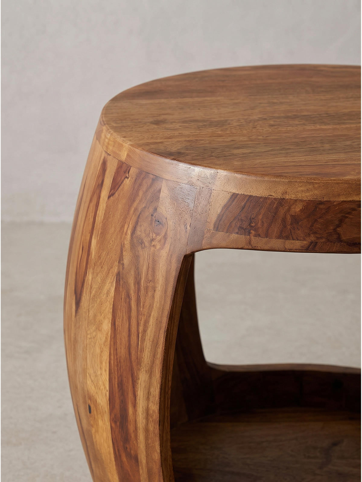 BEISTELLTISCH ANTEQUERA, Dunkles Massivholz, Ø 50 x 40 cm - Dunkelbraun/Braun, Holz (50/50/40cm) - KADIMA DESIGN