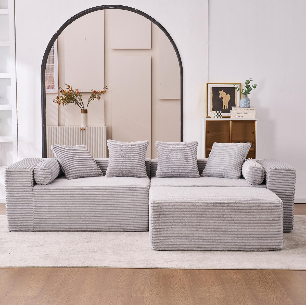 MODULSOFA L-Form Grau 3-tlg. - Hellgrau, Kunststoff (110/266cm) - Meubliv