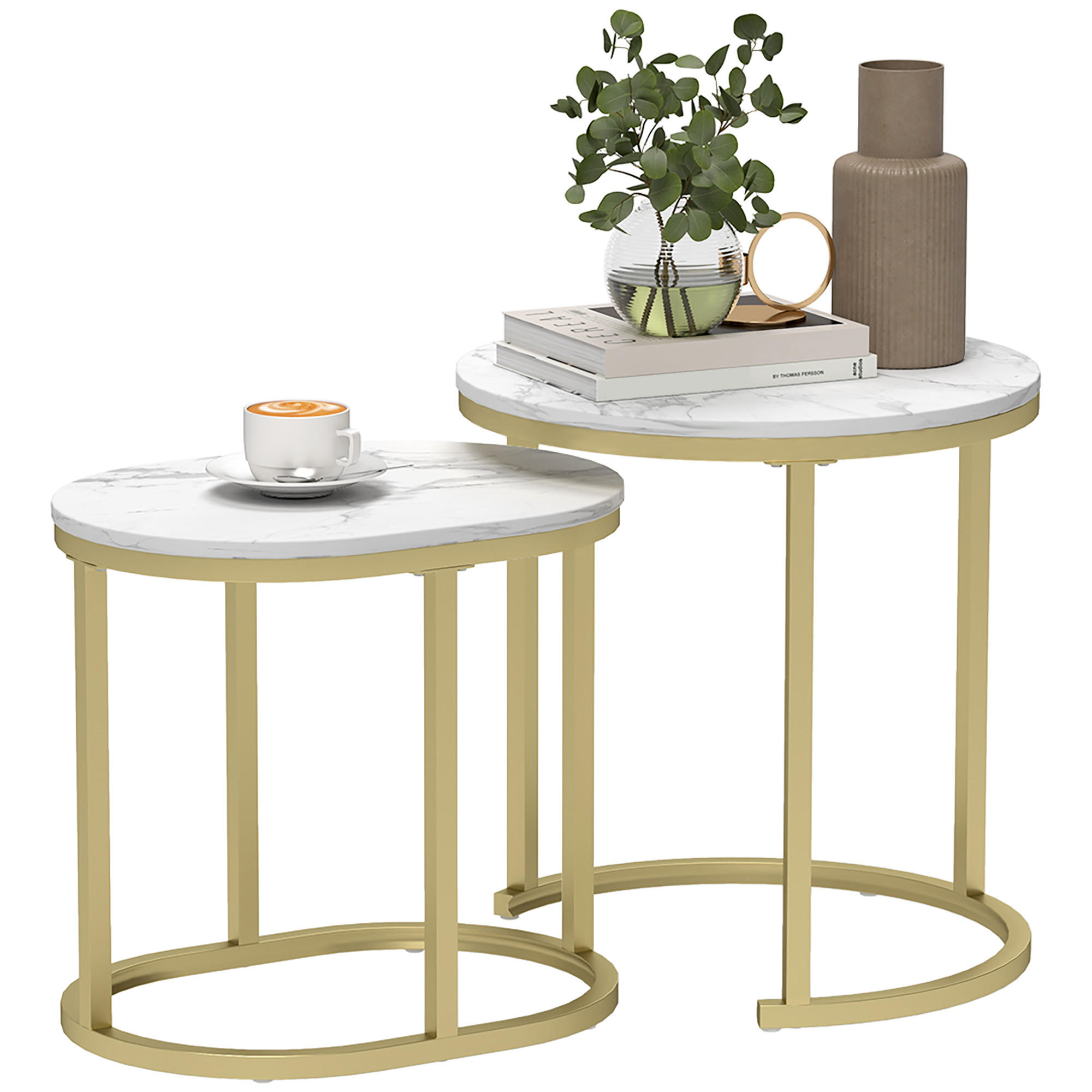 BEISTELLTISCH Weiß 2 Stück - Weiß, Naturmaterialien (50/50/50.5cm) - GiPP