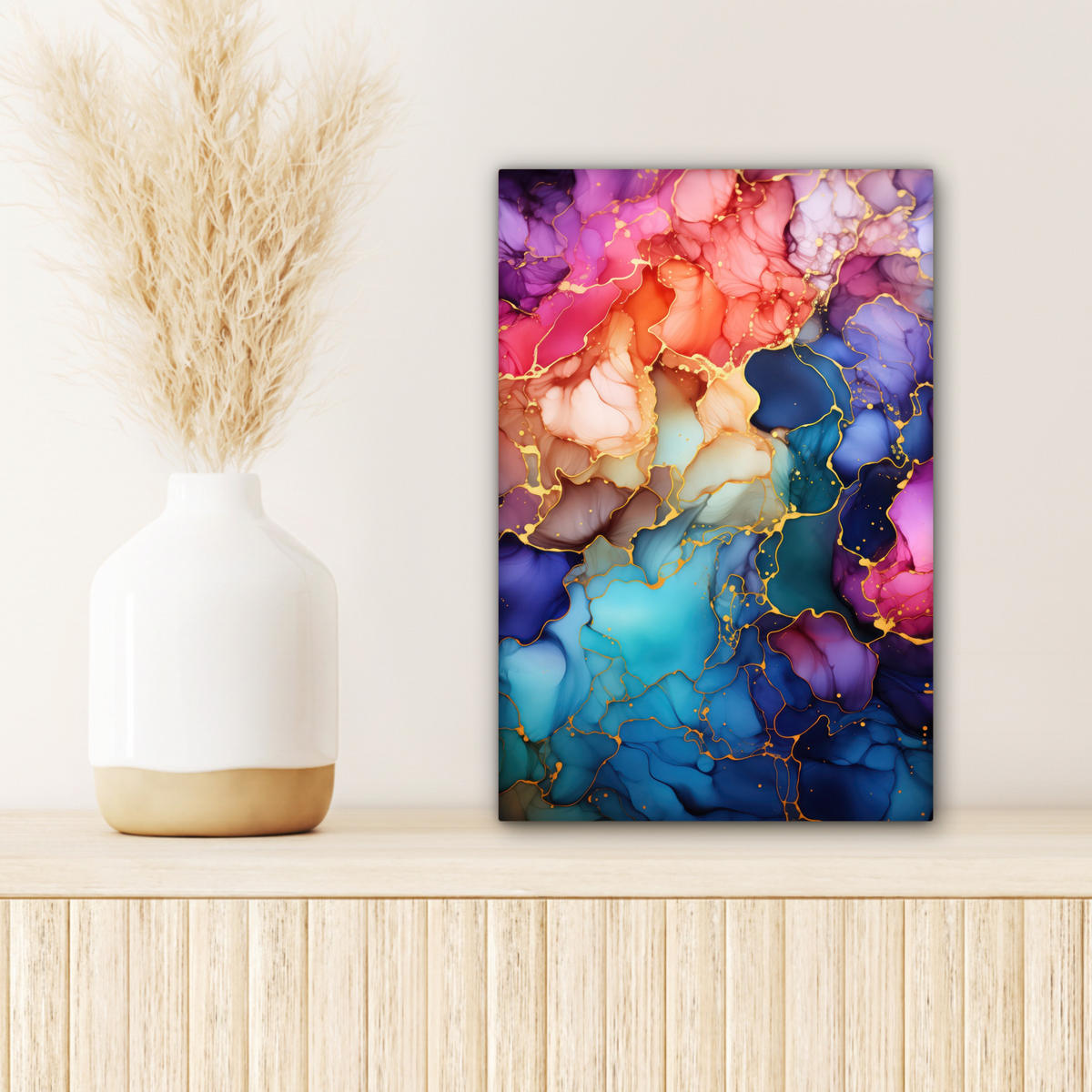 LEINWANDBILD Marmor - Bunt - Abstrakt 20x30 cm - Multicolor, Textil (20/30cm) - MuchoWow