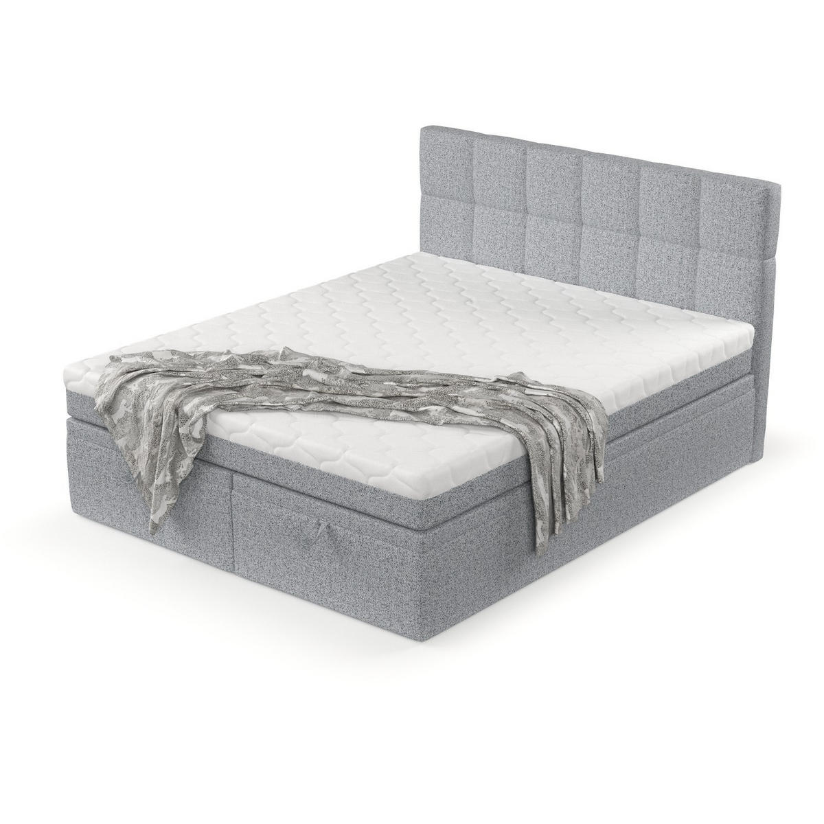 BOXBETT Elano 160/200 cm Grau im Riva Stoff - Schwarz/Grau, Holz/Holzwerkstoff (160/200cm) - AltaBeds