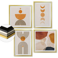 WANDBILDER 4er Set - 50x50 cm & 40x60 cm Goldrahmen - Boho-minimalistische Dekorationen - Goldfarben, Kunststoff (50/50cm) - ArtPrintCave