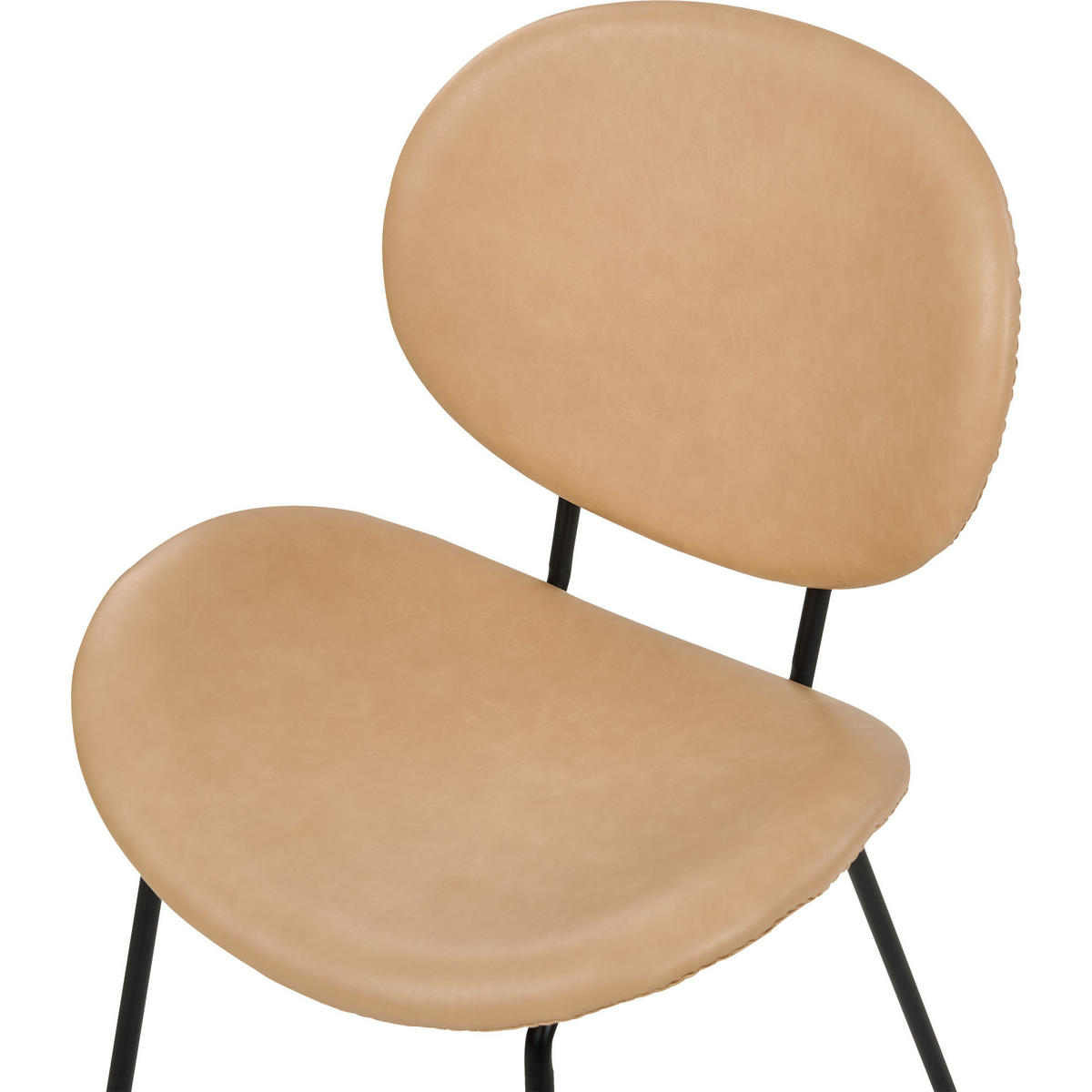 STUHL 2er-Set Kunstleder Beige Luana - Beige, Textil/Metall (50/80/52cm) - Beliani