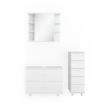 BADMÖBEL-SET Ilias Weiß 3 Teile, mit Unterschrank 80 cm - Weiß, Holzwerkstoff (80/60/33cm) - Vicco
