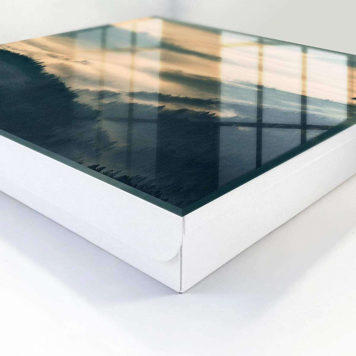 SCHLÜSSELBOX Weiß 30x30 cm – Türöffnung nach rechts - Nebelige Hügel - Grau, Metall (30/30/5cm) - TULUP