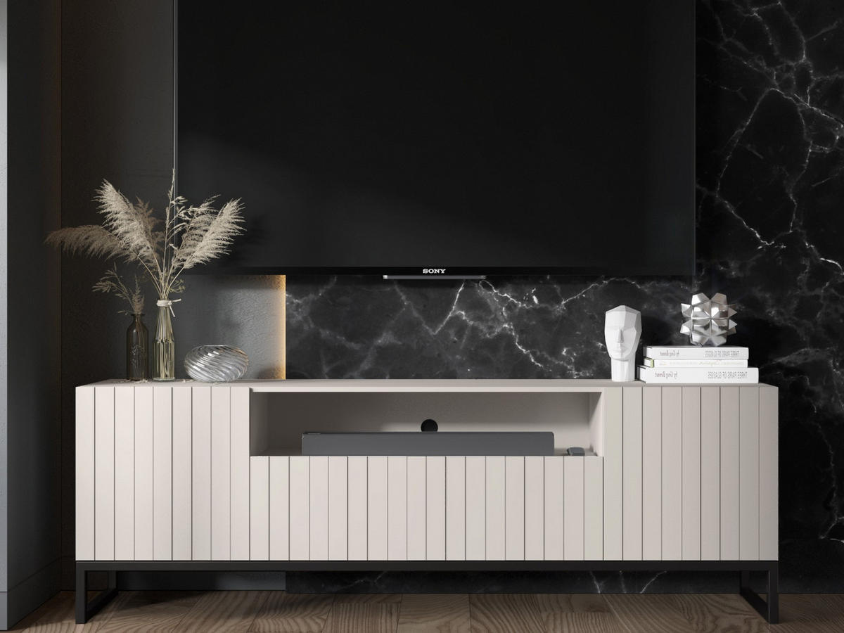 TV-SCHRANK Elpis2 Kaschmir Matt mit Metallrahmen Glamour 150 cm - Kaschmir, Holzwerkstoff (150/51.5/36.5cm) - Meble Lindner