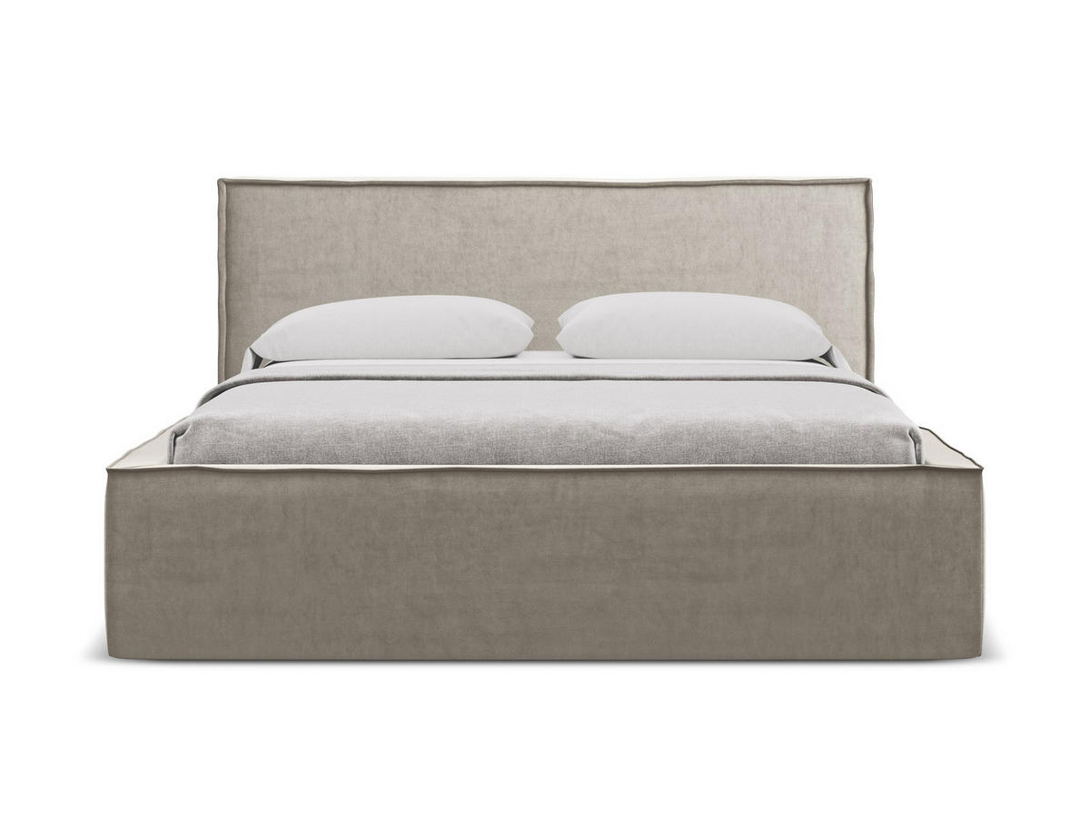 POLSTERBETT mit Bettkasten und Lattenrost 180x228 Grau - Taupe/Schwarz, Kunststoff/Textil (160/200cm) - Makamii
