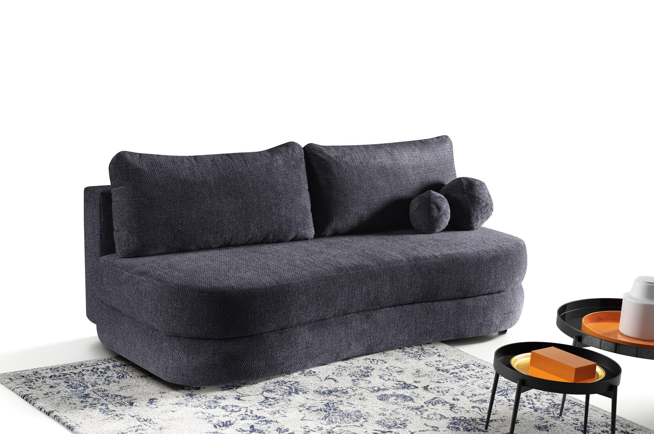 SOFA Rocket Dunkelblau, mit Schlaffunktion - Dunkelblau, Holzwerkstoff/Textil (211/93/108cm) - Bettso
