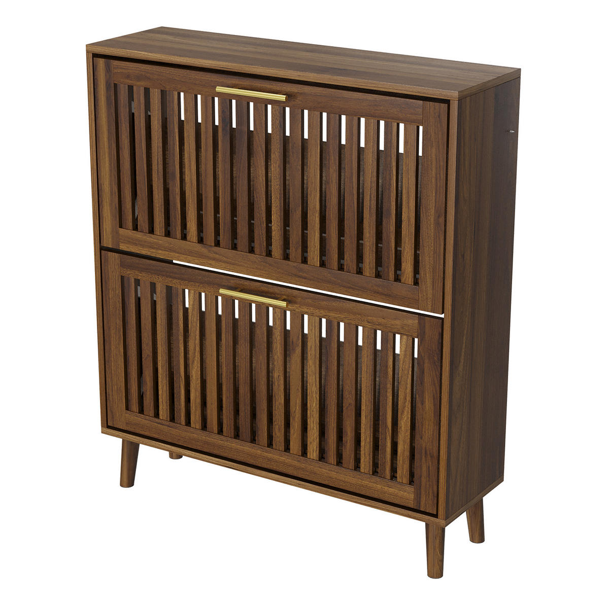 SCHUHSCHRANK 80/24/93 cm walnussfarben aus MDF mit Klappen - Walnussfarben, Holzwerkstoff (24/93/80cm) - OKWISH