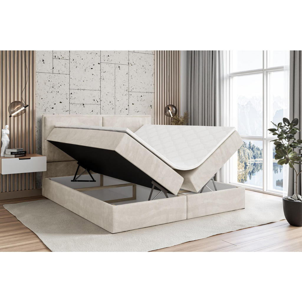 Thumbnail - Altdecor Boxbett, Ecru, Holzwerkstoff, Höhe ca. 19 cm, 120x200 cm, Schlafzimmer, Betten, Boxspringbetten