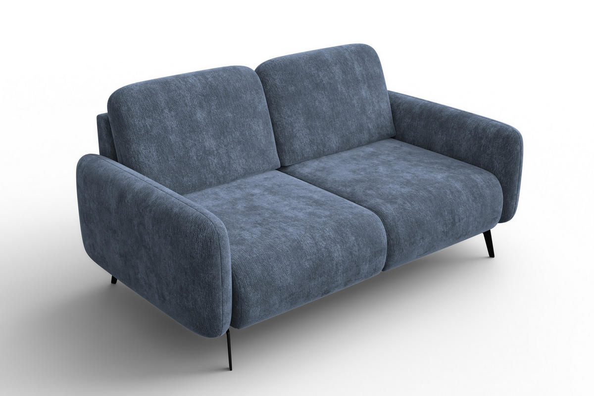 SOFA FEBE 2-Sitzer, marineblauer Chenille-Stoff - Blau/Schwarz, Holz/Textil (160/82/96cm) - Wozimo
