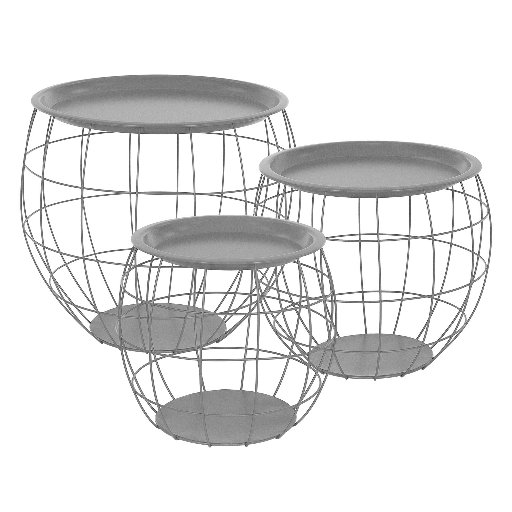 ML-DESIGN ODKLÁDACÍ STOLEK kulatý Ø31cm/Ø38cm/Ø47cm šedý z kovu