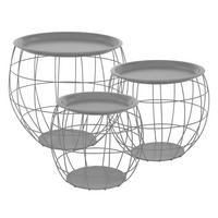 BEISTELLTISCH rund Grau Ø 43/35/27 - 40/33/29 cm 3er Set - Grau, Metall (43/43/40cm) - ML-DESIGN