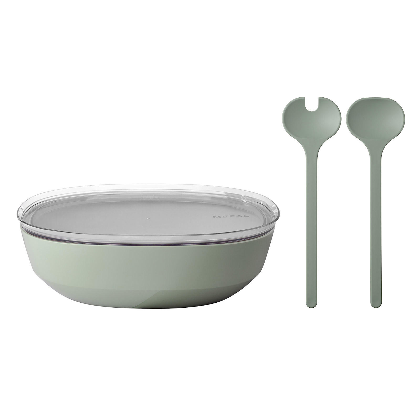 SERVIERSCHALE MIT DECKEL & SALATBESTECK Silueta Nordic Sage 4000 ml - Mintgrün, Kunststoff (30.1cm) - Mepal