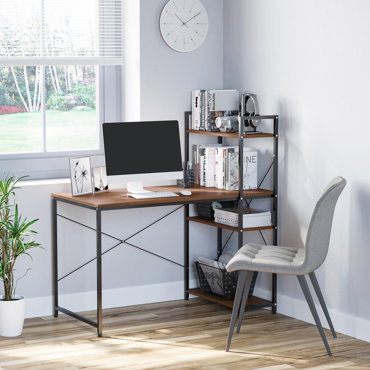 BÜROTISCH Braun, Schwarz 1 Stück - Braun, Holzwerkstoff (64/121/120cm) - GiPP