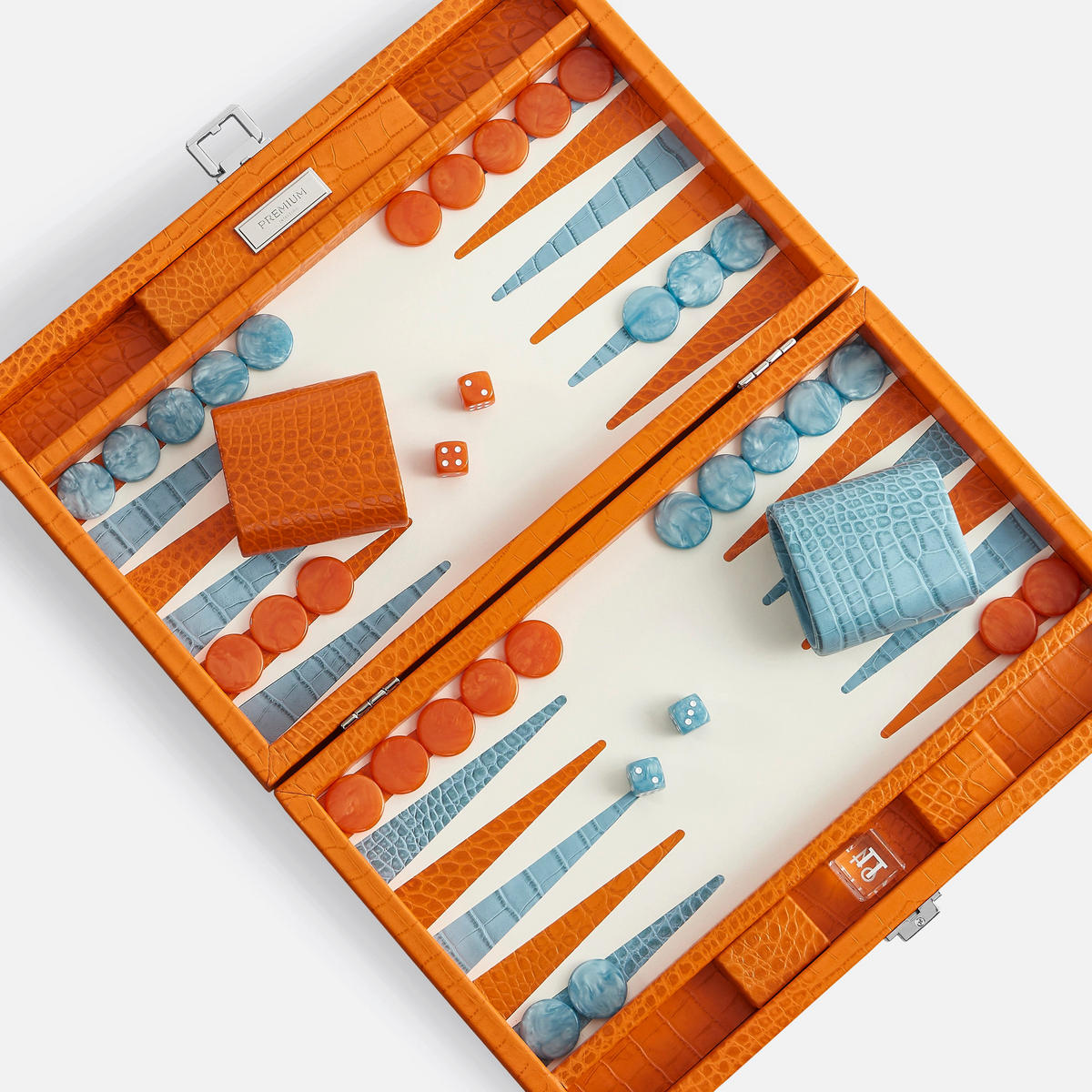 BACKGAMMON – Mittel BACKGAMMON Leder Sonnenorange 38cm - Orange, Leder (38/24cm) - Premium Interiors