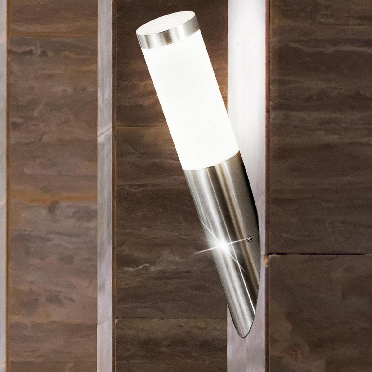 LED AUSSEN-WANDLEUCHTE Edelstahl Silber - Silberfarben, Metall (7.6/41/17cm)