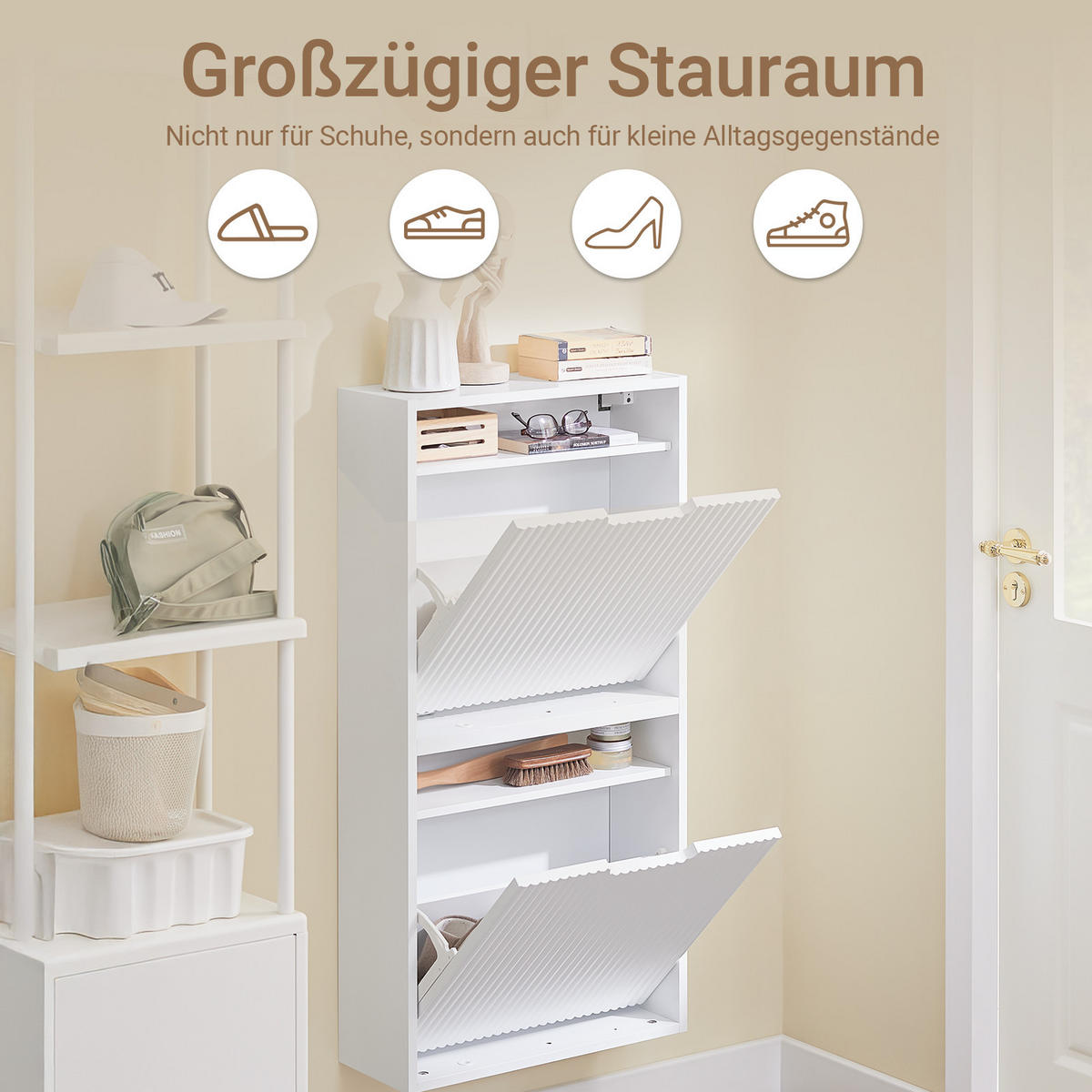 SCHUHSCHRANK Weiß - Weiß, Holzwerkstoff (50/100/19cm) - SoBuy