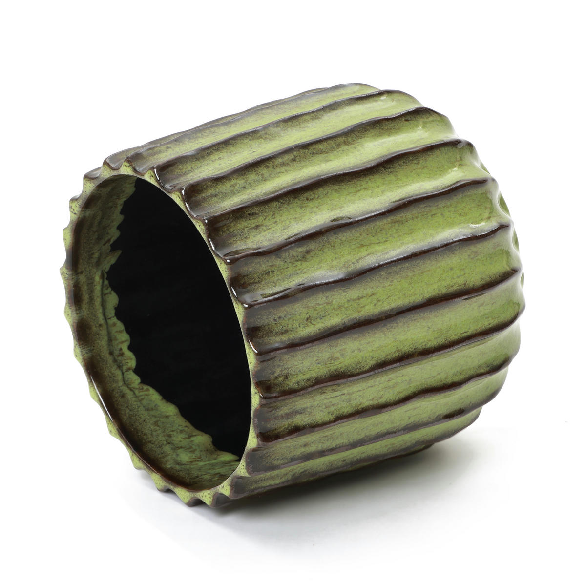 GRÜNER Keramik-Blumentopf, Durchmesser 21 cm, Höhe 21,5 cm - Grün, Keramik (21cm) - Hometopia