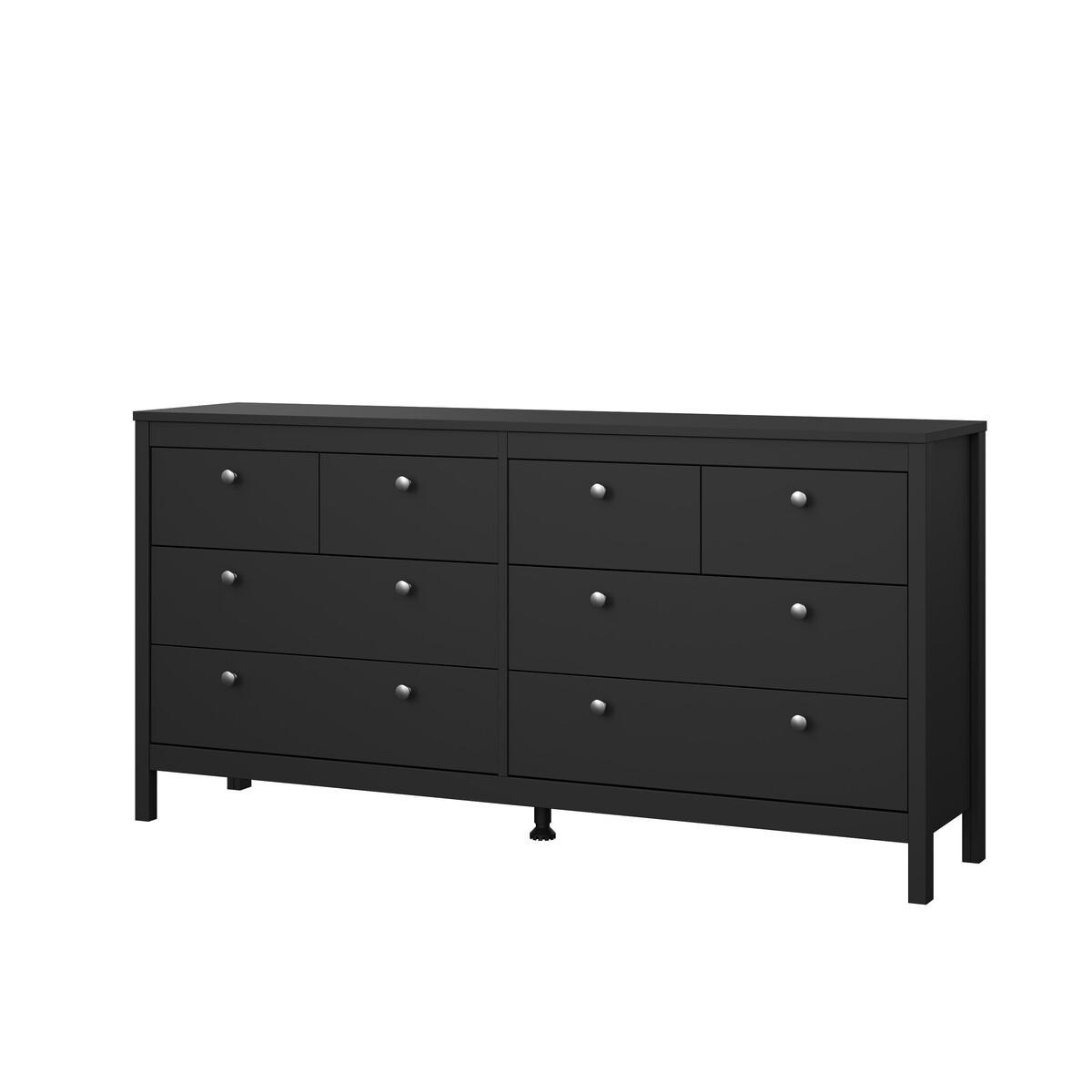 DOPPELTE Kommode mit 8 Schubladen matt schwarz barcelone 159,6/38,4/79,7 cm - Schwarz, Holzwerkstoff (38.4/79.7/159.6cm) - Calicosy