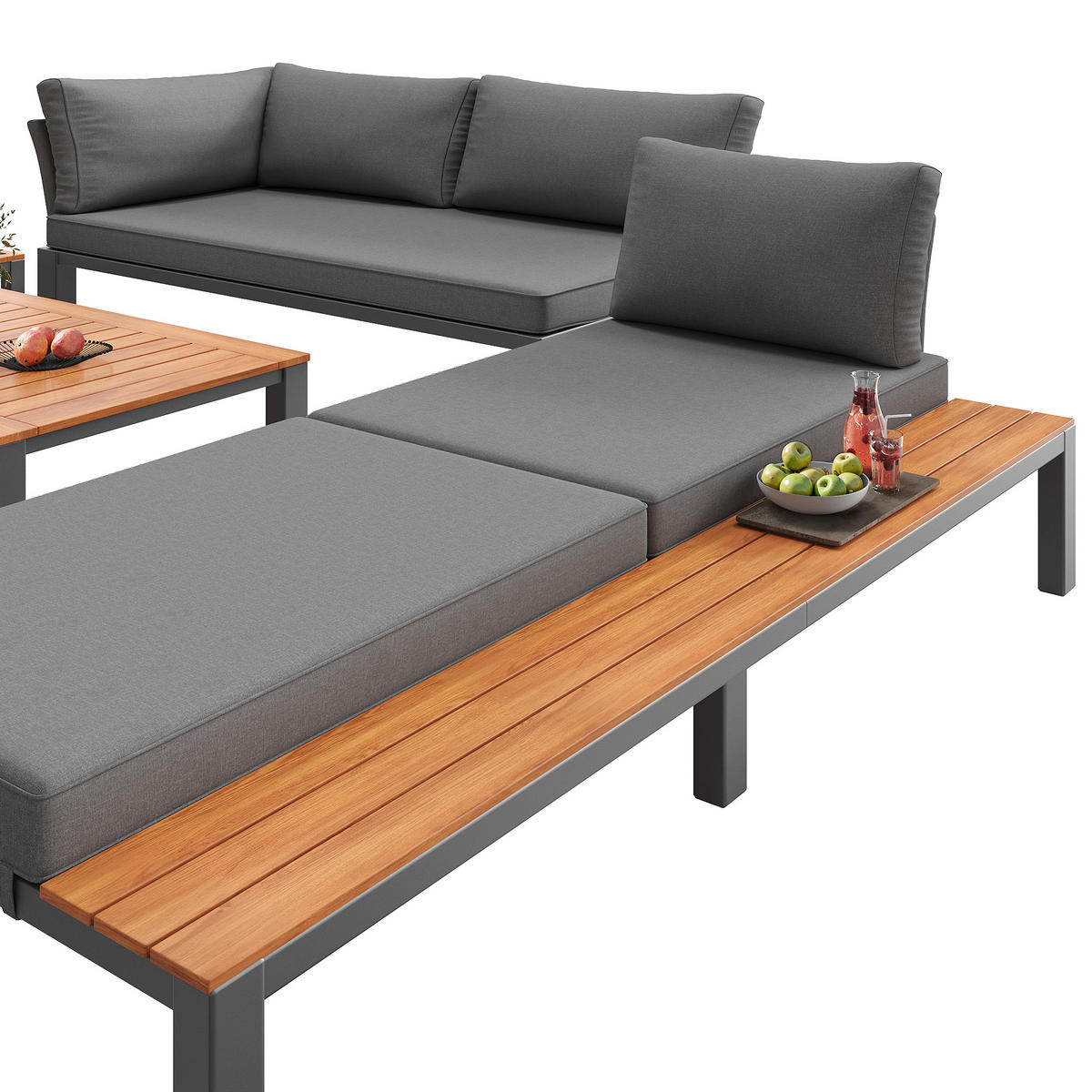 LOUNGEGARNITUR Modular 6-tlg. Grau - Grau, Metall - ComfortXL