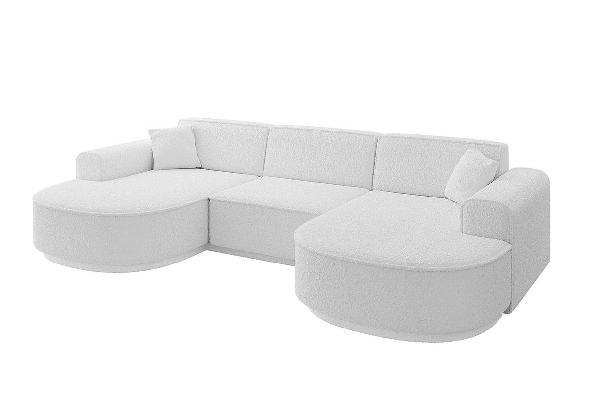 WOHNLANDSCHAFT MARI-U1 - 295x163x73,5 cm Weiß Bouclé - Schwarz/Weiß, Holzwerkstoff/Kunststoff (295/73.5/163cm) - ALTDECOR