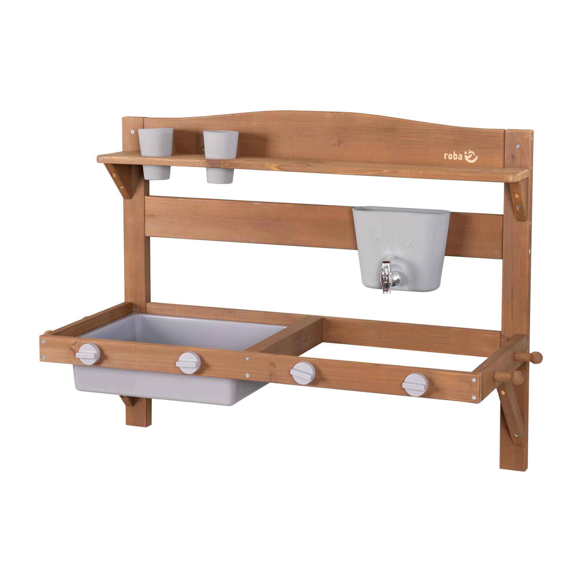 SPIEL- UND MATSCHKÜCHE zum Hängen teak - Teakfarben, Holz (85/65/35cm) - Roba