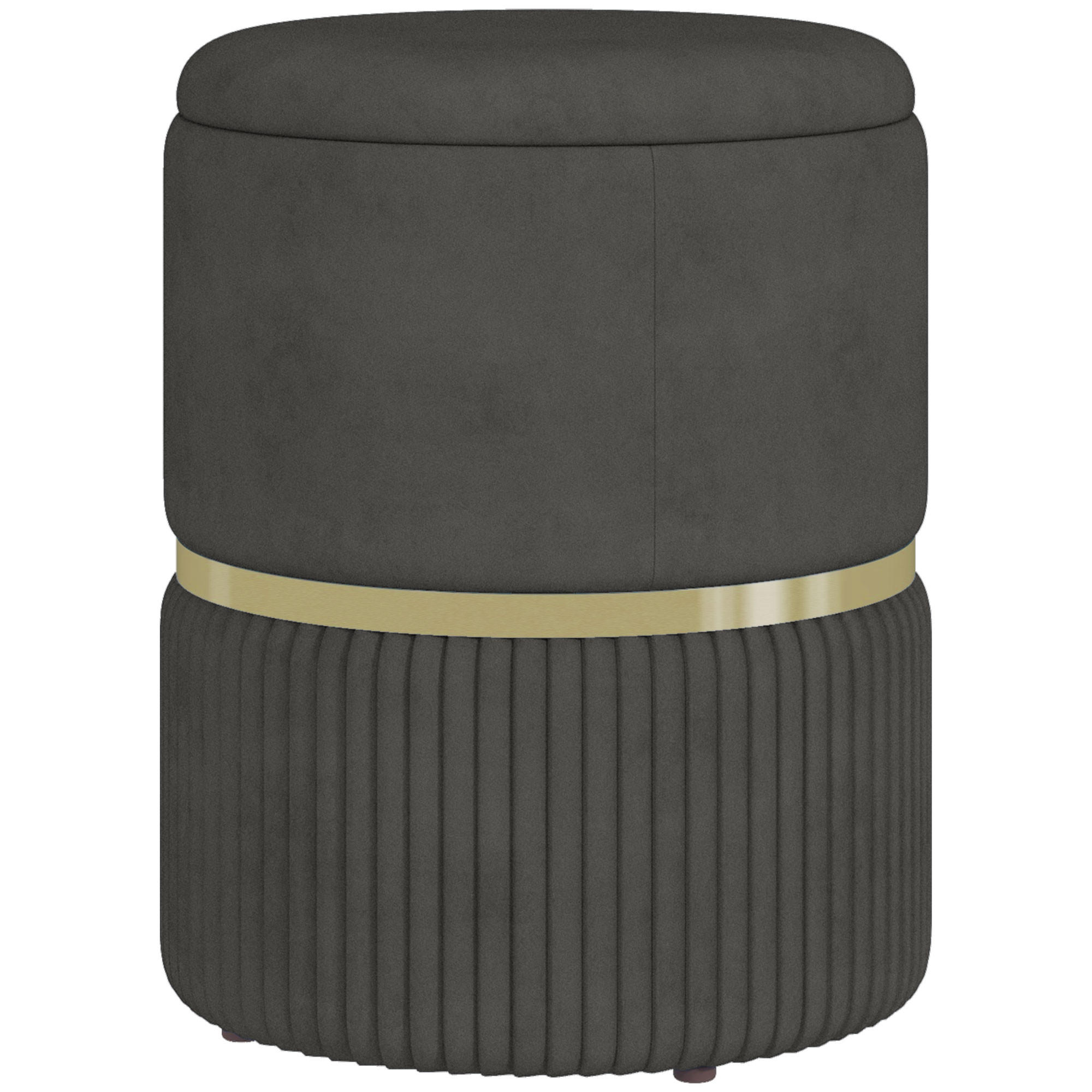POUF DE-16379 mit Stauraum und Rippenvelours Grau - Grau, Textil (36/44/36cm) - ComfortXL