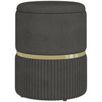 POUF DE-16379 mit Stauraum und Rippenvelours Grau - Grau, Textil (36/44/36cm) - ComfortXL