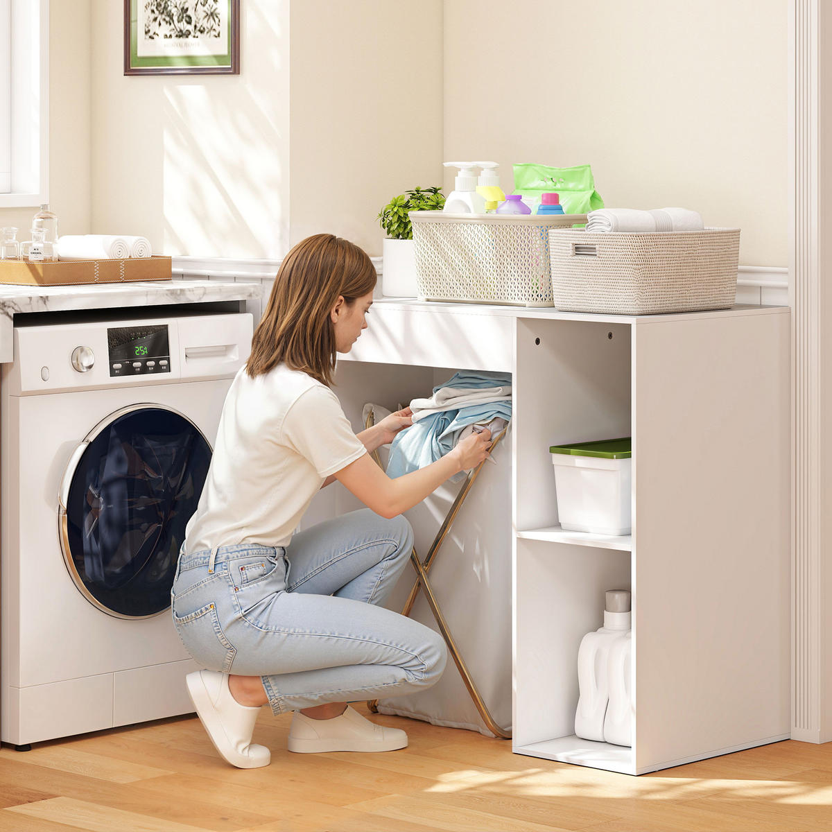 WASCHMASCHINENSCHRANK Spanplatte Weiß - Weiß, Holzwerkstoff (60/90.5/96cm) - HOMCOM