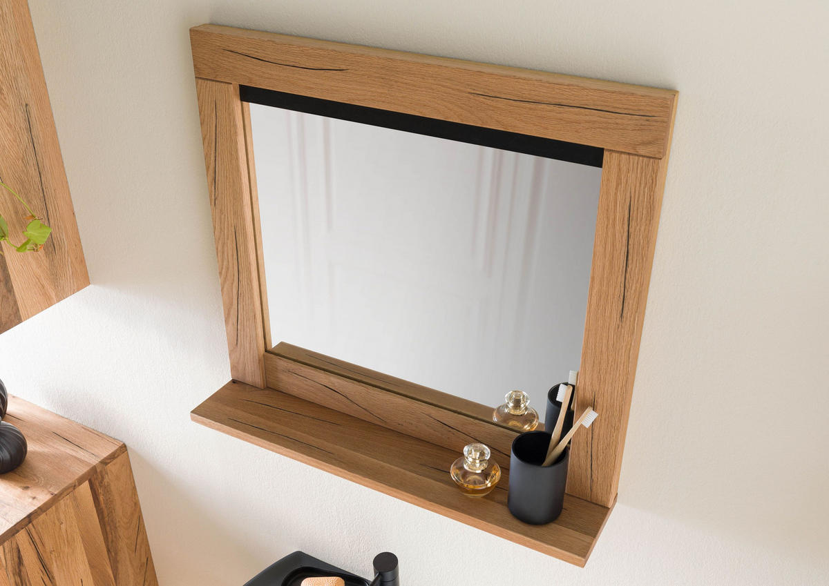 SPIEGEL Wildeiche / Zerreiche 70x15x63 natur geölt MONTREUX #55 - Braun, Holz (70/63/15cm) - Massivmoebel24