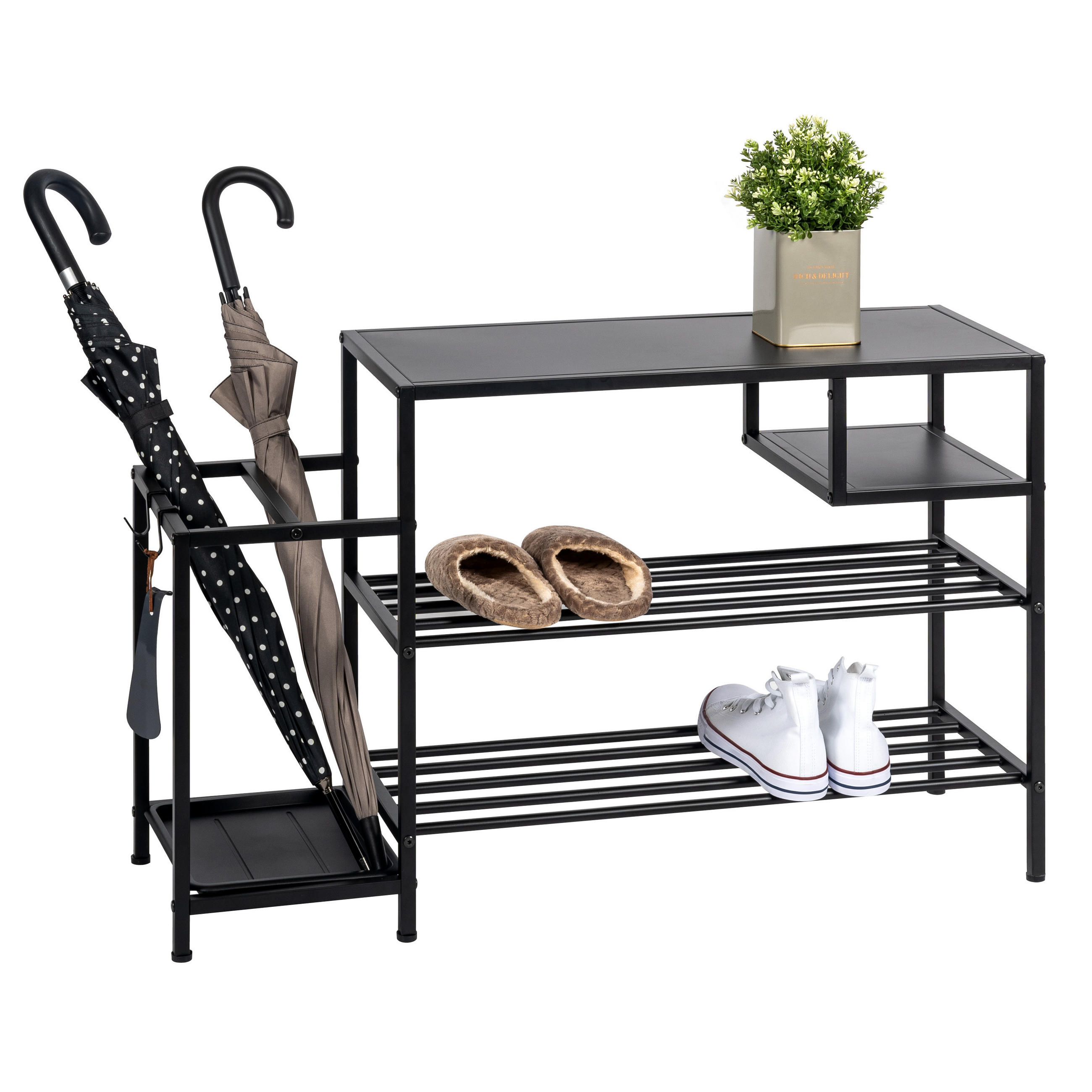 SCHUHREGAL, schwarz - Schwarz, Metall (96/59/30.5cm) - eluno