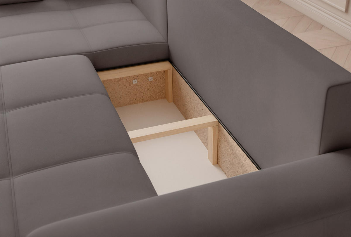 ECKSOFA PEDRO mit Schlaffunktion und Bettkasten Dunkelgrau - Dunkelgrau, Holzwerkstoff/Kunststoff (278/145cm) - Idohome