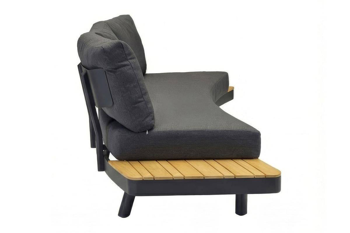 LOUNGESOFA Madison 258x94x74 cm, Natur, Teakholz - Anthrazit/Naturfarben, Holz/Metall (258/74/94cm) - dasmöbelwerk