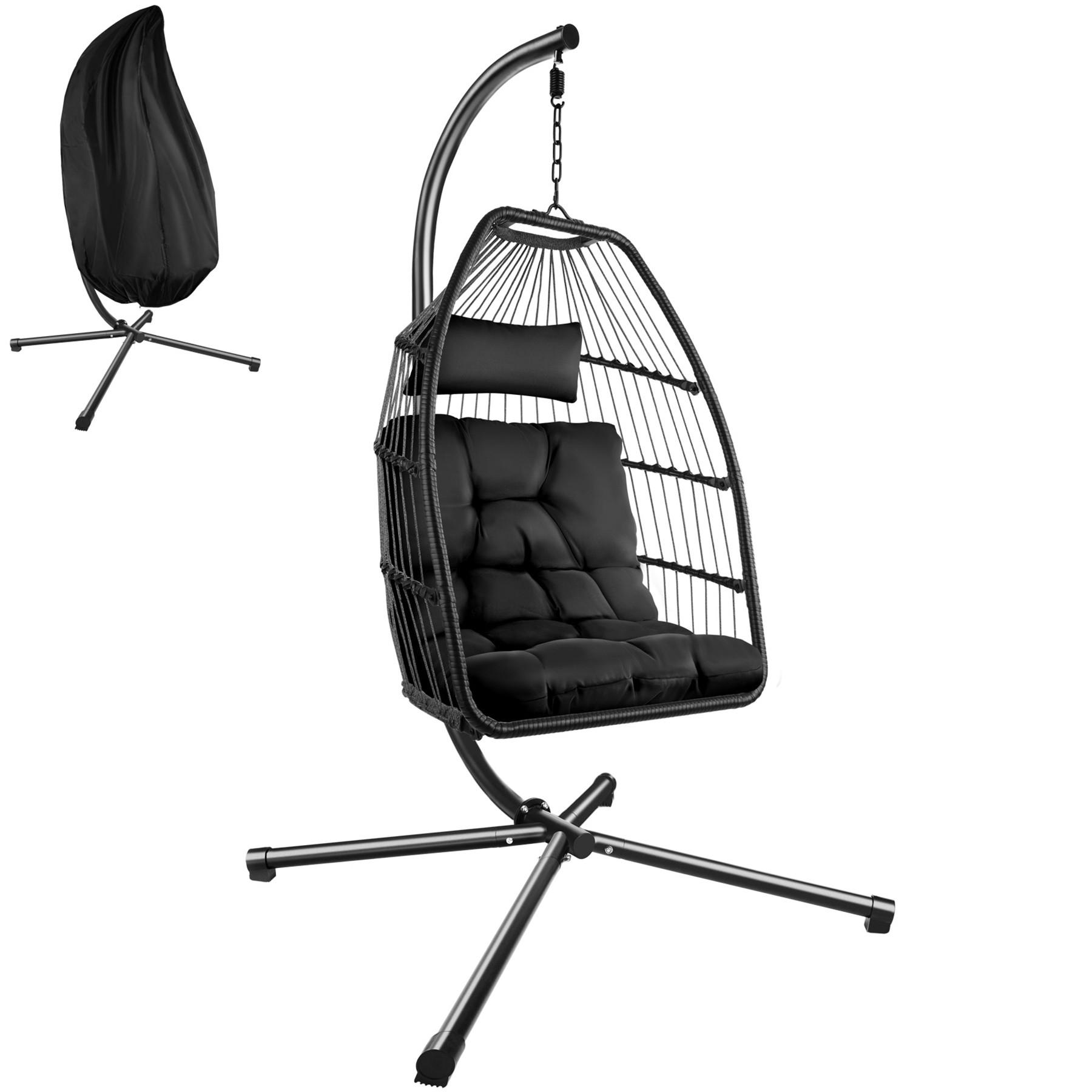 HÄNGESESSEL Ariane,inklusive Schutzhülle, 98 x 107 x 202 cm,schwarz - Schwarz, Kunststoff/Textil (98/202/107cm) - tectake