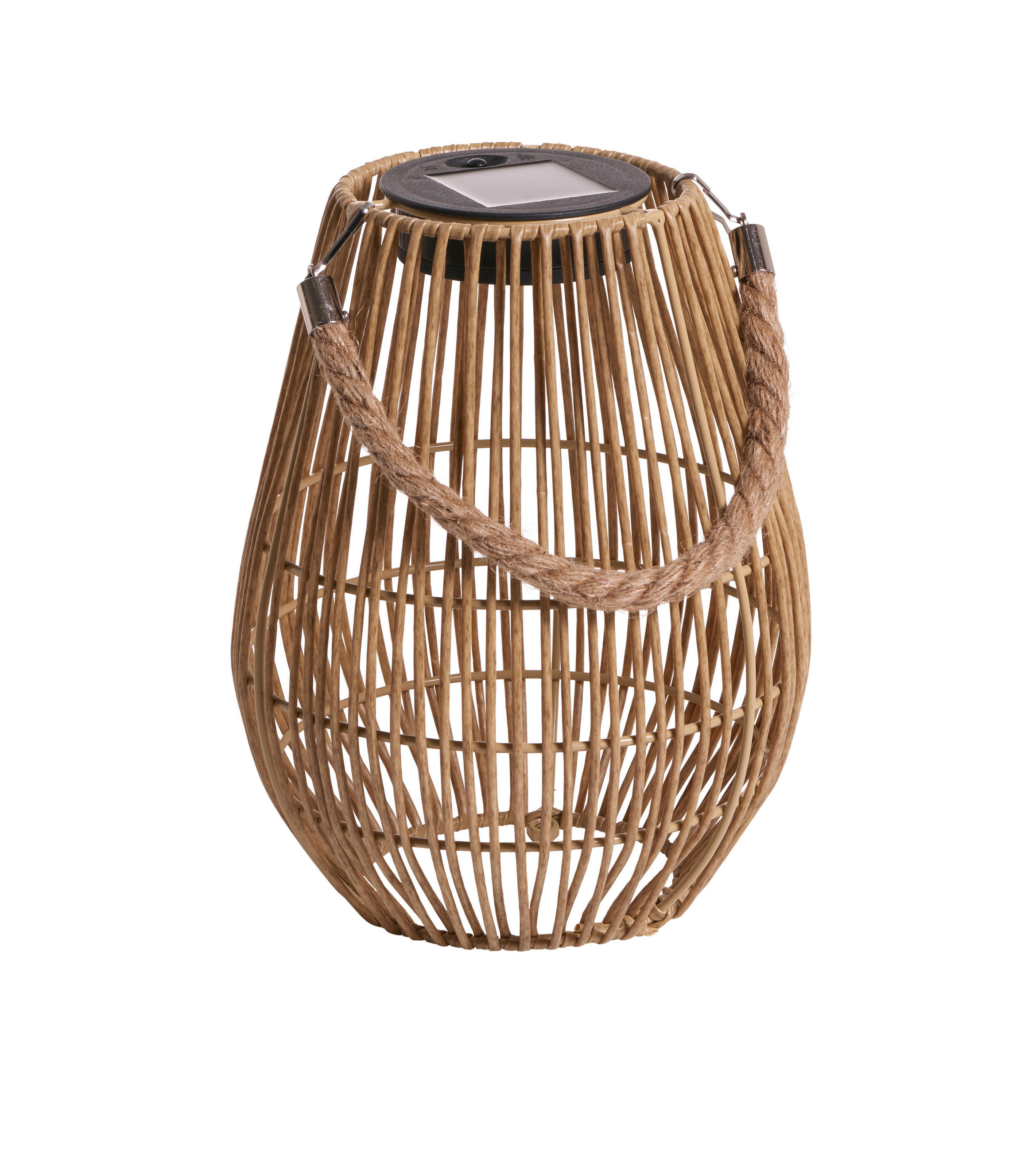 SOLAR-GEFLECHTLATERNE Oval natur Ø18 5cmx24cm Kunststoff-Rattan-Metall - Naturfarben, Metall (16/16/35cm) - Northpoint